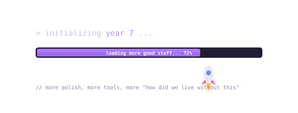 Year seven loading bar with a little rocket