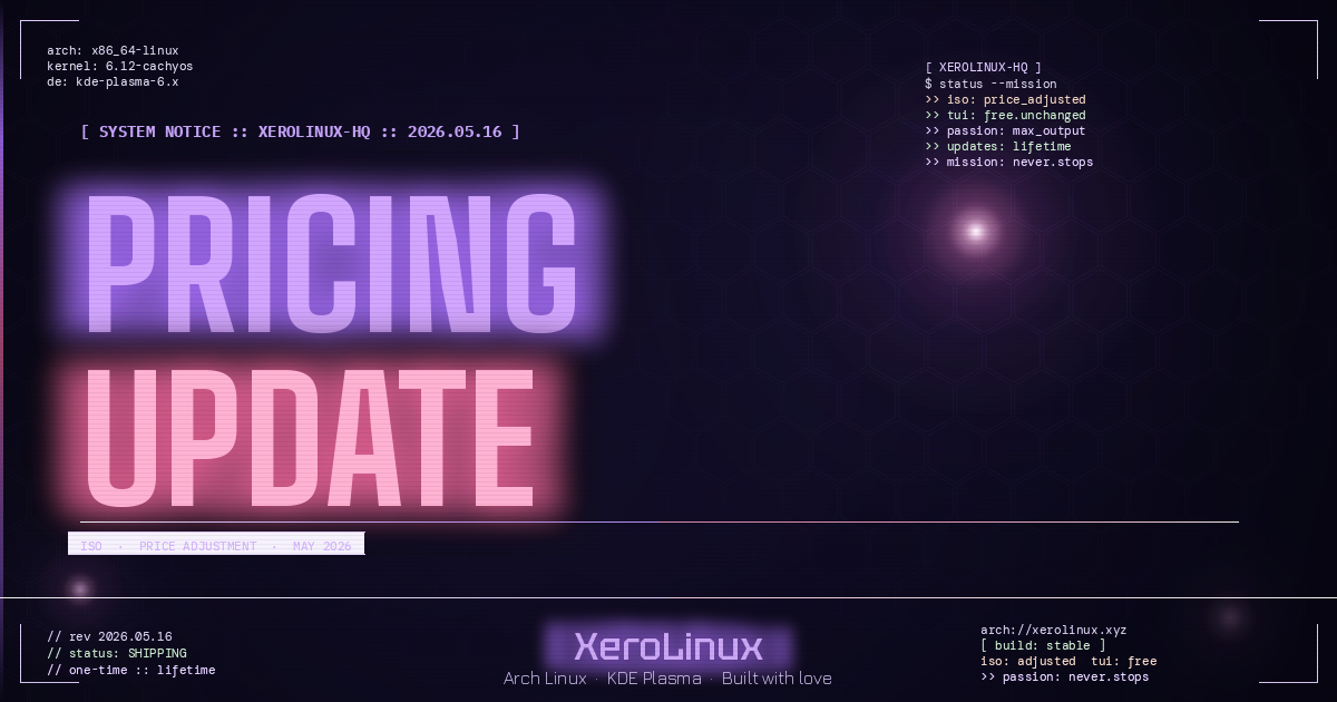 XeroLinux ISO Price Change